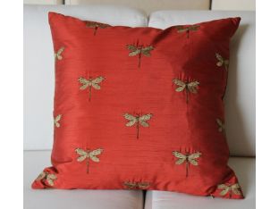 Red Embroidered Silk Pillow