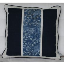 Tsusu Japanese Crane Square Pillow, 1920's Textiles